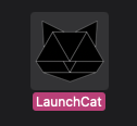 LaunchCat Icon, a black cat made entirely out of geometric shapes.
